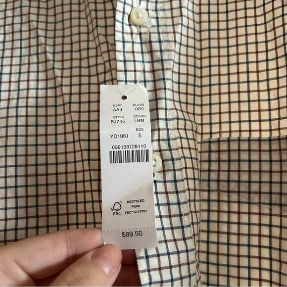 J. Crew Slim Secret Wash Cotton Poplin Shirt 100’s 2-Ply Yarns Grid Checker NWT - Picture 3 of 7
